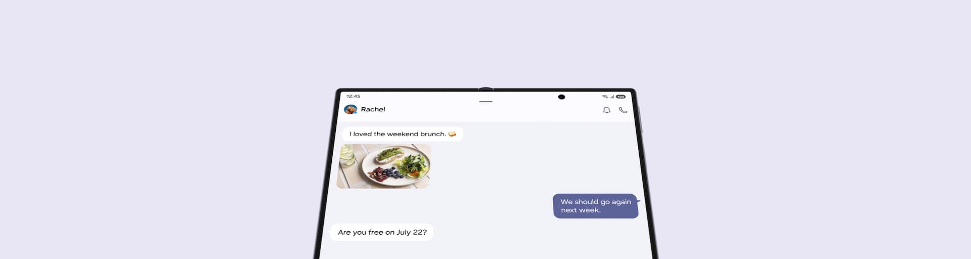Galaxy Z Fold8 showing Now Nudge messaging suggestion