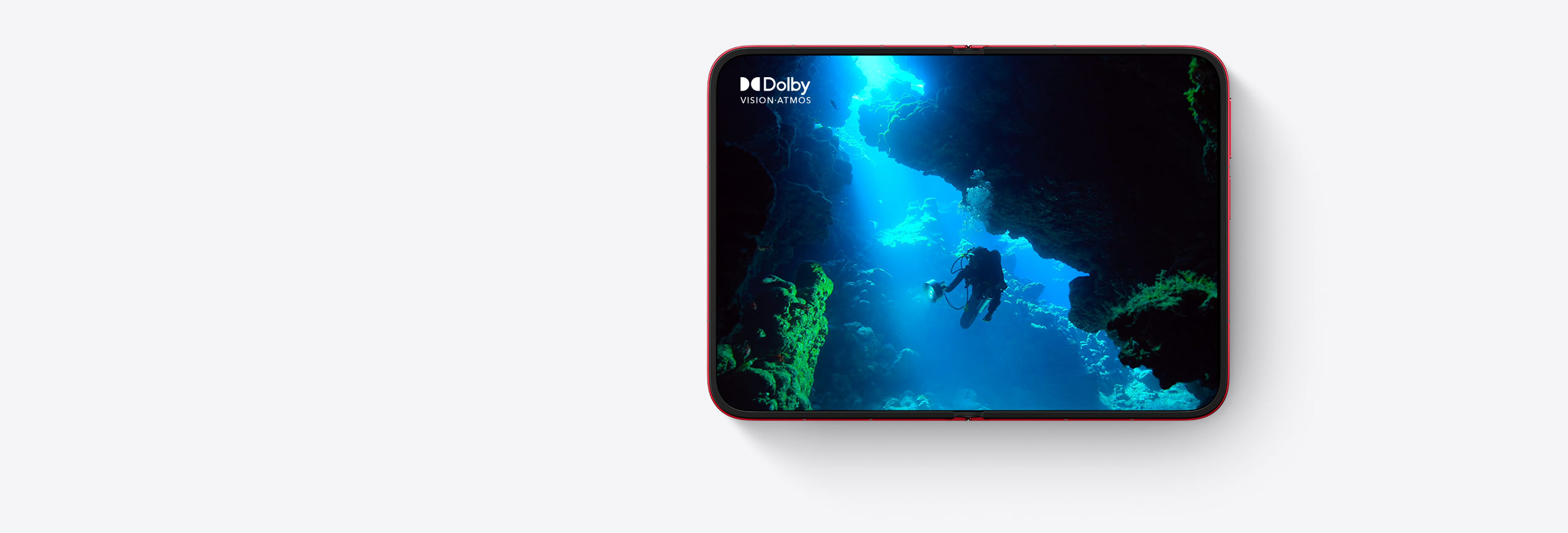 Xiaomi 18 Fold fully unfolded showing Dolby Vision content on the 7.58-inch inner display